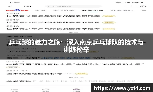 乒乓球的魅力之旅：深入南京乒乓球队的技术与训练秘辛